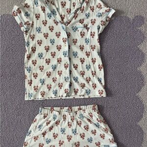 Kids Roller Rabbit Pajamas Set with Red and Blue LOBSTER Pattern